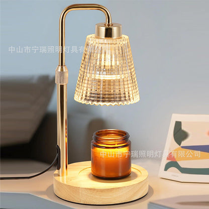 Adjustable solid wood desk lamp